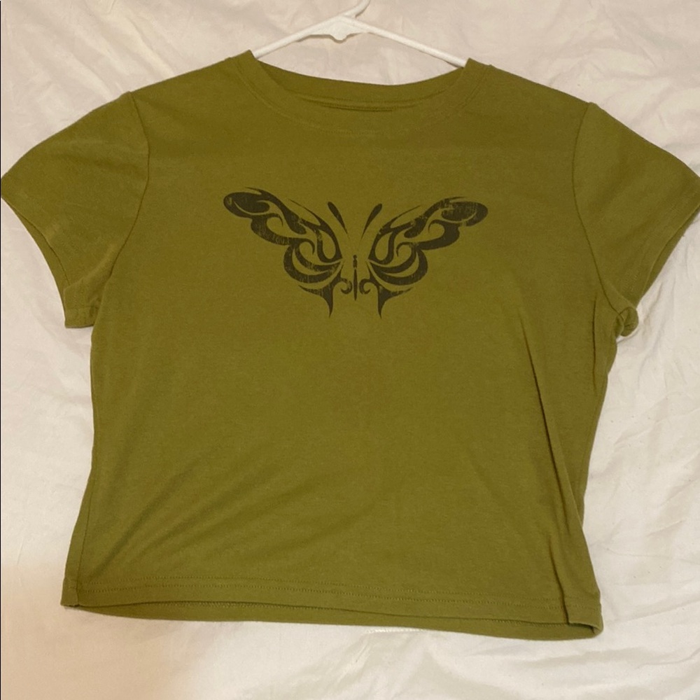 Arizona Jean Company Green Graphic Crop Tee